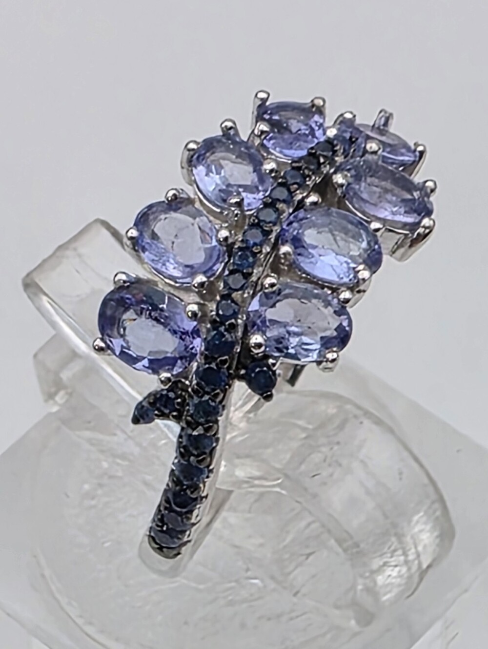 Tanzanite and Blue Sapphire Sterling Silver Ring